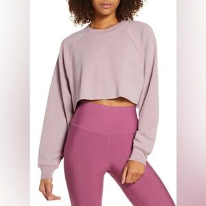 ALO Yoga Cropped Double Take Sweatshirt Light Mauve Small
